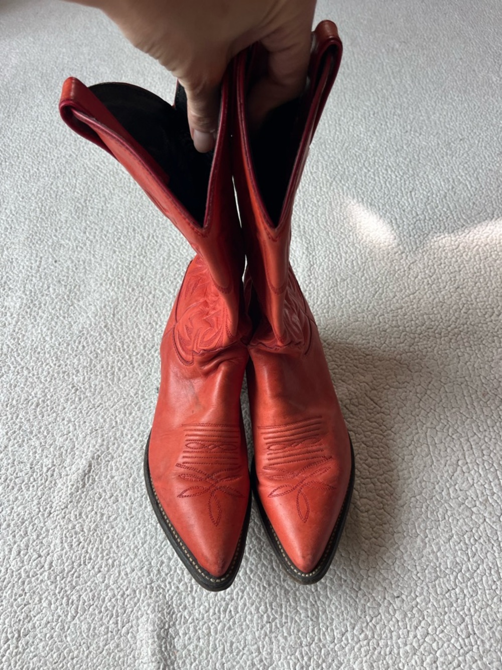 VINTAGE JUSTIN RED / ORANGEY COWGIRL BOOTS WOMENS 6 - Picture 4 of 8